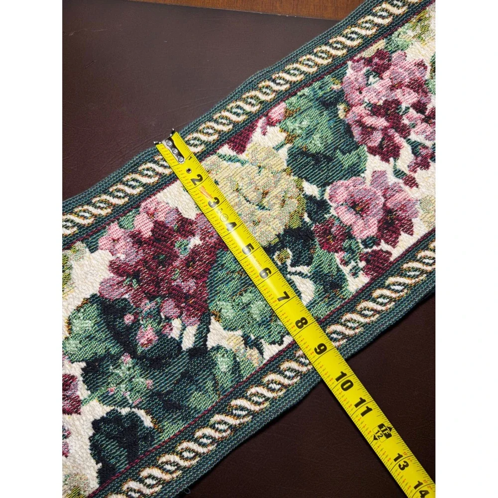 Vintage Goodwin Weavers Summer Beauty Floral Tapestry Table Run 9x60 Hydrangea